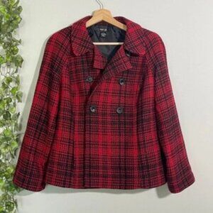 STYLE & CO | JACKET RED BLACK SIZE L WOOL